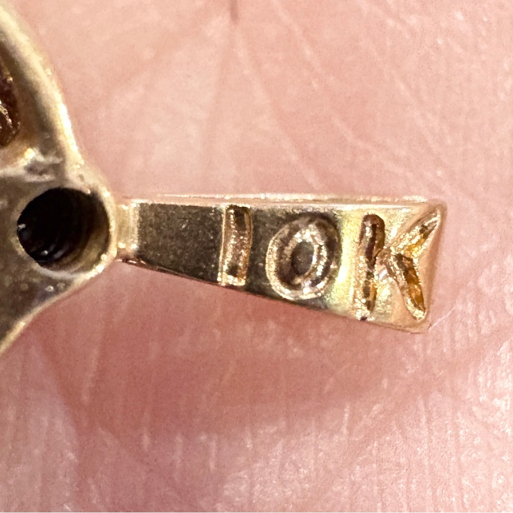 Vintage 10K Yellow Topaz Pendant, Small Petite, CZ Accent, Golden Regal Style - Picture 15 of 15
